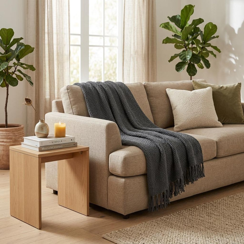 50" X 60" Gray Cotton Woven Throw Blanket