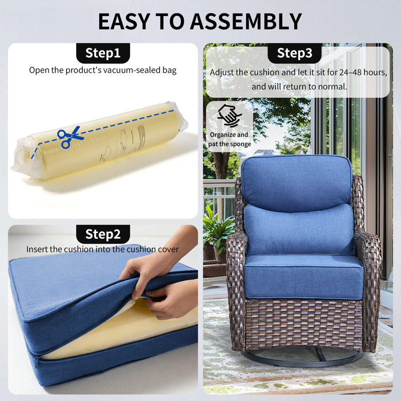 Smishape Outdoor Cushion Set, 6 Inch Deep Seat Patio Furniture Cushions With Removable Cover,Replacement Patio Cushion Set For Chair,Sofa,Loveseat