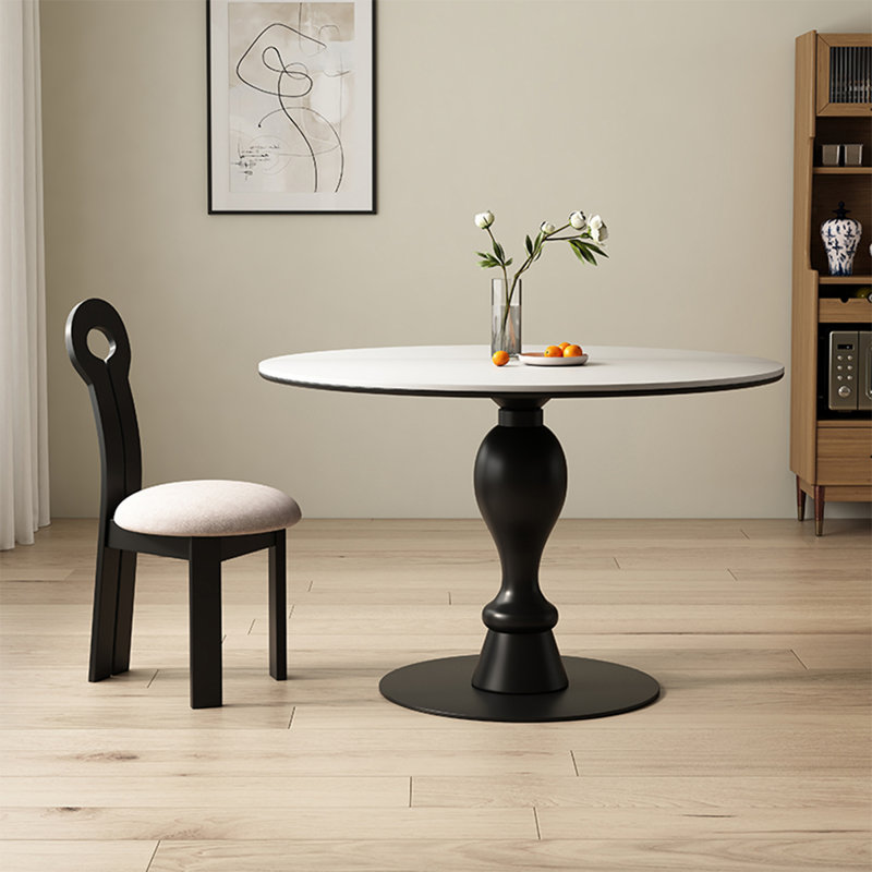 Table de salle à manger blanche, H 29,53 po x L 43,31 po x l 43,31 po, Blanc, Noir