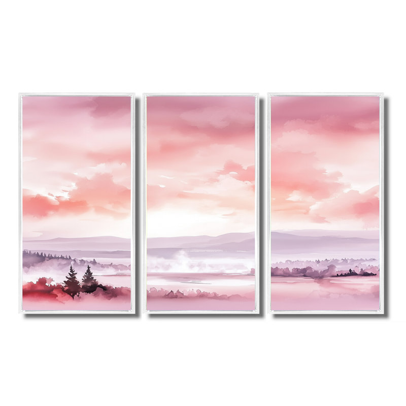 Addelin - Ensemble d'art mural campagne, H 28 po x l 36 po, Reproduction avec cadre flottant, White
