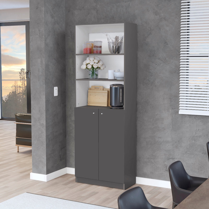 Bibliothèque à double porte et porte de bureau, Gris Matt