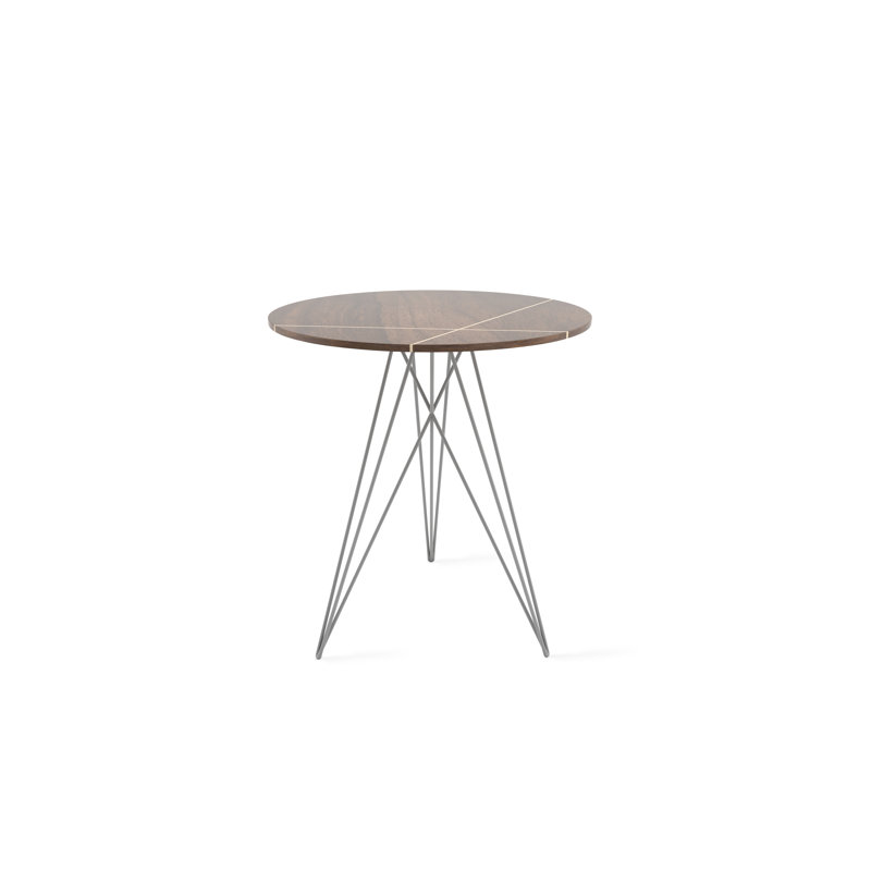 Hudson Solid Wood Top End Table, Walnut, Gray