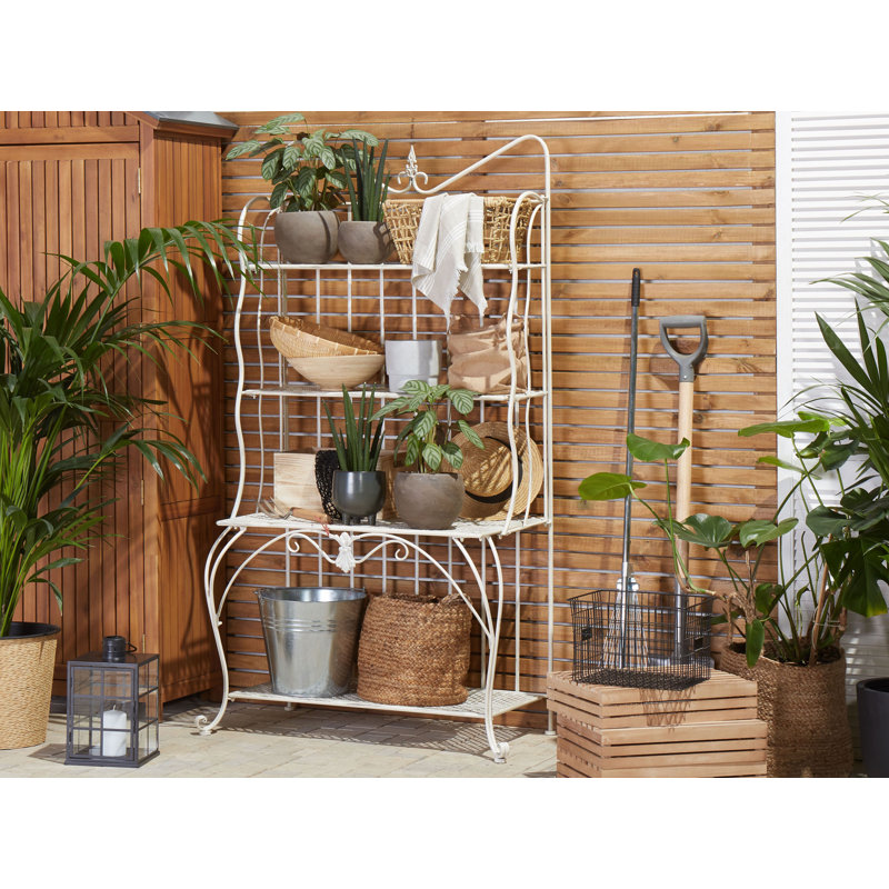 Tawanna Metal Plant Stand, Light Beige