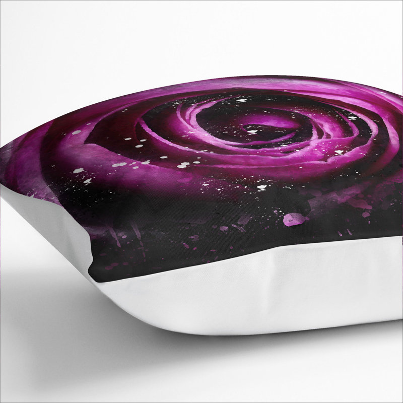 Rose Flower Vol.2 Paint Splash Scatter Cushion, White, 40cm H x 40cm W x 15cm D