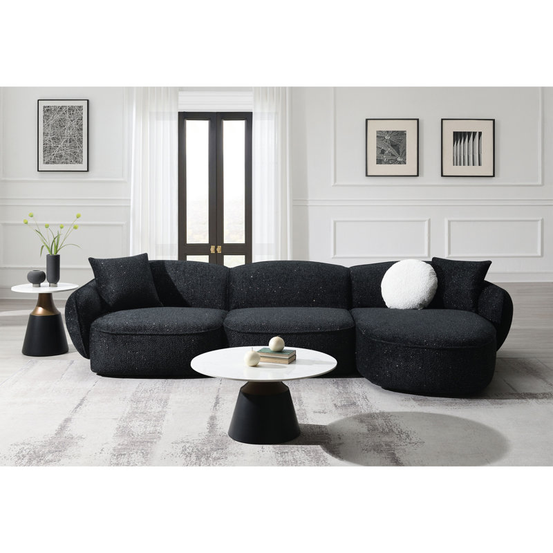 Canapé modulaire en tissu noir et blanc avec 3 coussins