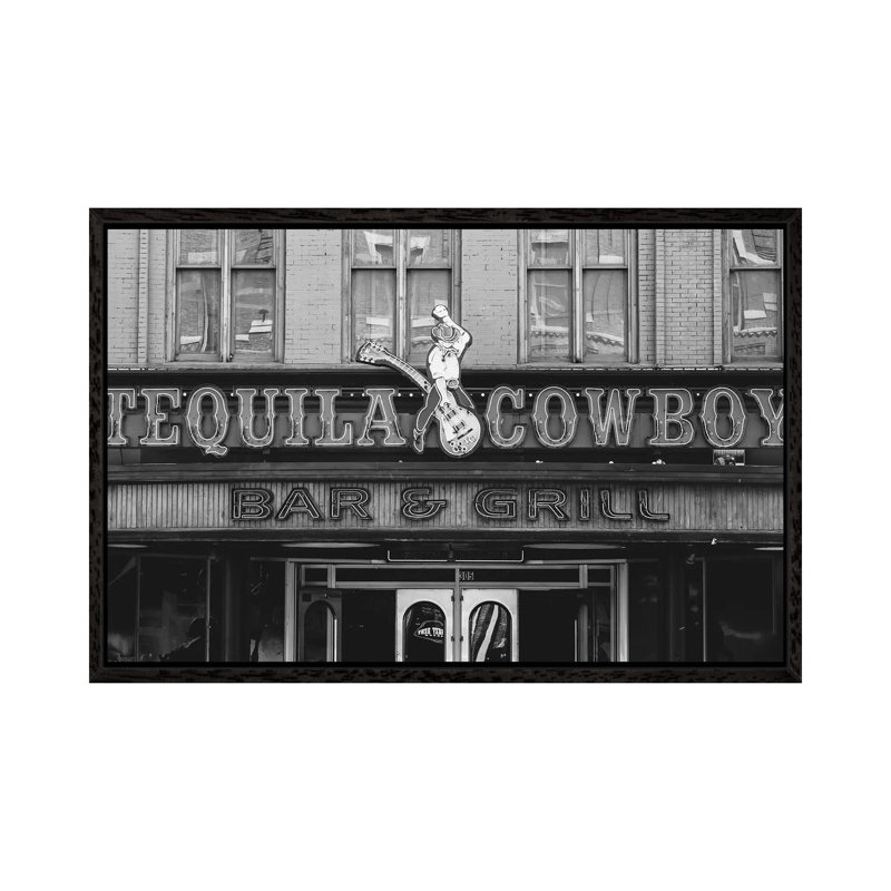 Tequila Cowboy by Ann Hudec - Print on Canvas, 45.72cm H x 66.04cm W x 3.81cm D, Black Framed