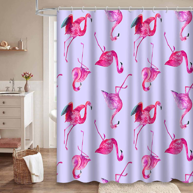 Rideau de douche imperméable à l'eau avec flamants roses et aquarelle, L 72 po x l 78 po