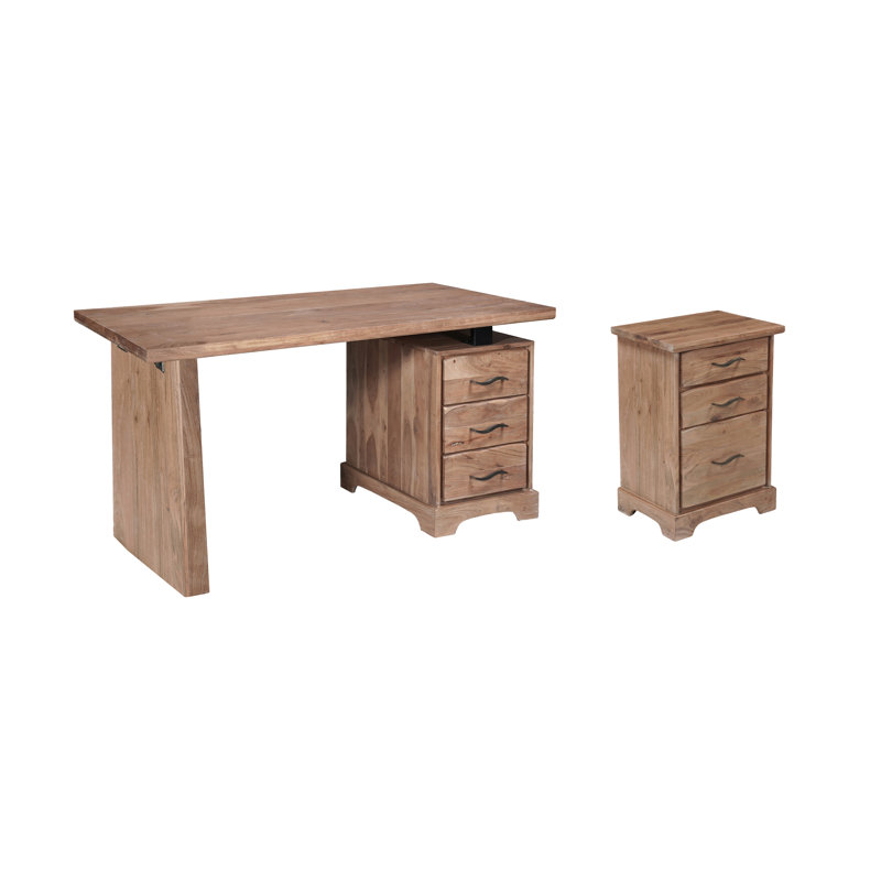 Ensemble de bureau en bois massif 2 pièces Kishmat