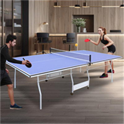 9Ft Mid-Size Table Tennis Table Foldable & Portable Ping Pong Table Set For Indoor Games With Net
