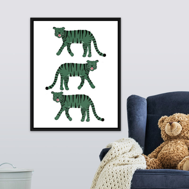 « tiger stack kids », art encadré, H 30 po x l 24 po x P 1,2 po, Cadre pour toile flottant noir