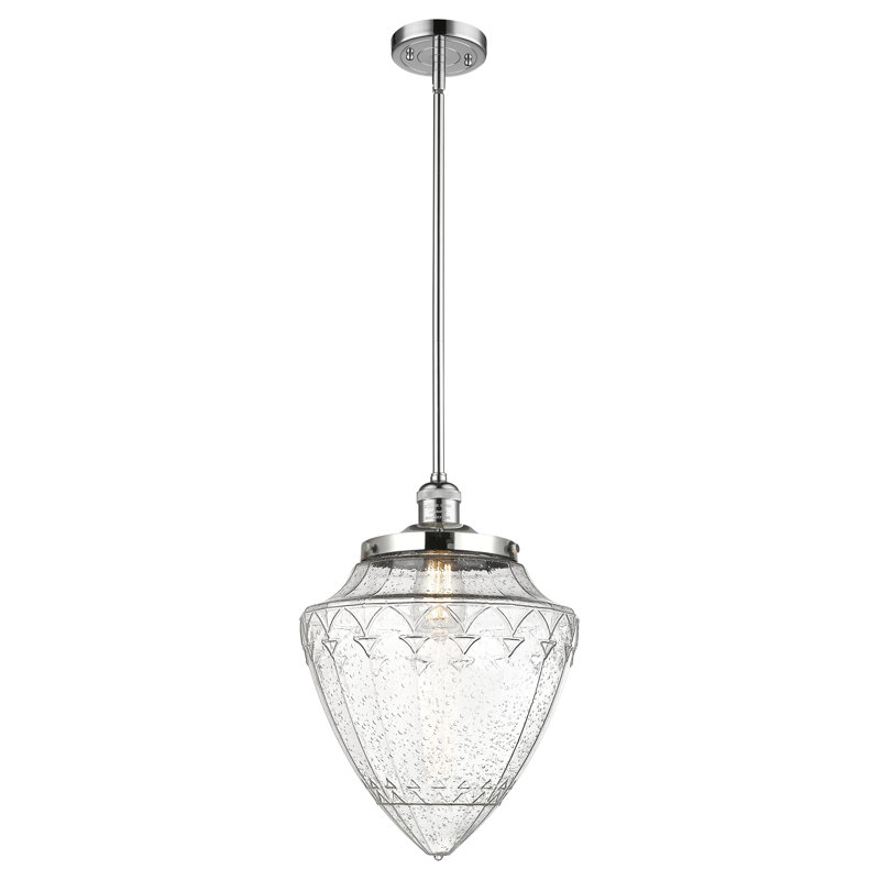 Luminaire suspendu géométrique unique 1 lumière, Chrome poli, Blanc mat