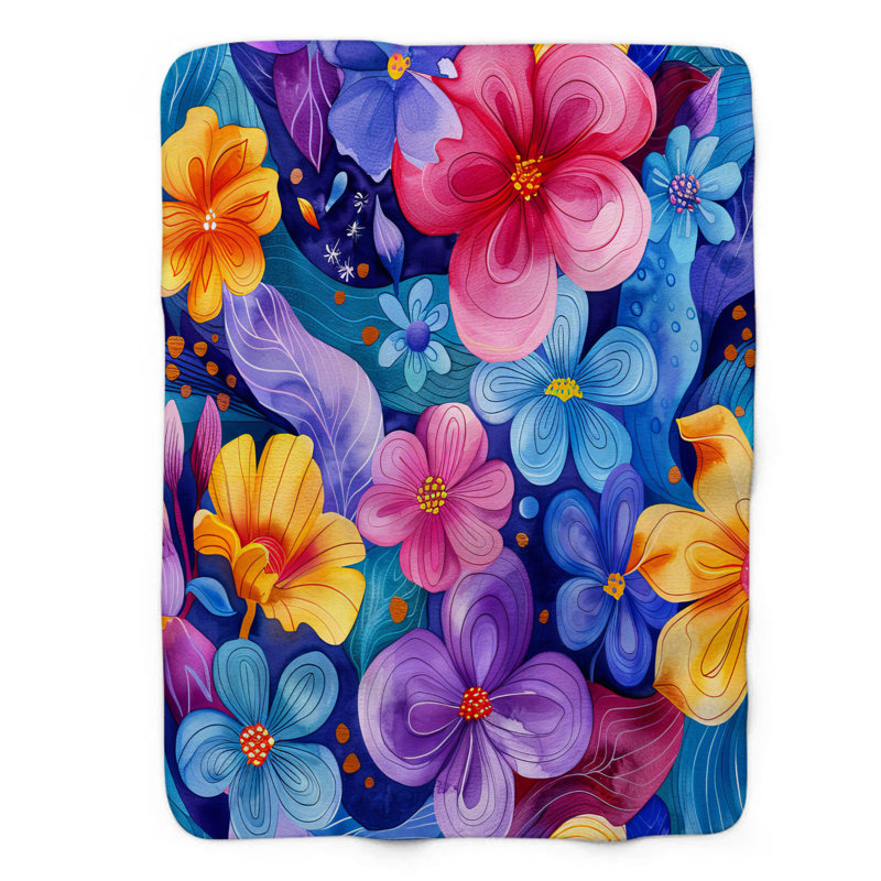 Cheerful Cosmos - Couverture Sherpa de qualité supérieure 1 pièce, Grand lit