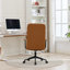 Fauteuil de direction antique à haut dossier avec hauteur réglable et pivotement à 360 degrés, revêtement en similicuir, accoudoirs et base à cinq branches-125651417