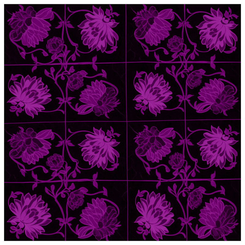 Tapis de bain mauve à motif floral, L 24 po x L 17 po