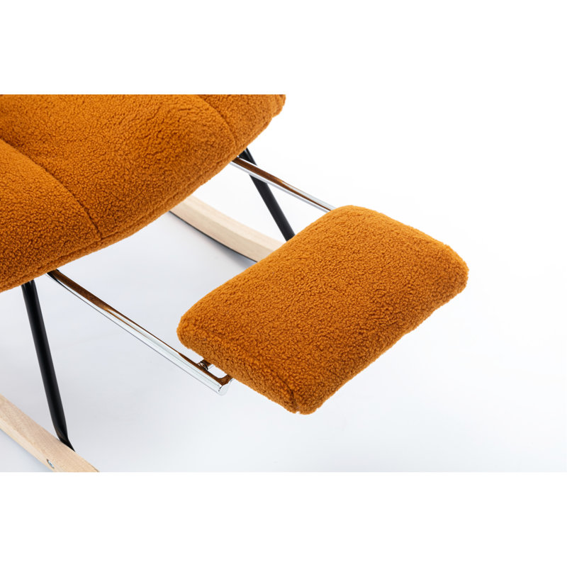 Chaise berçante en mousse avec repose-pieds réglable, chaise de salon, poids de 32,4 lb, Caramel