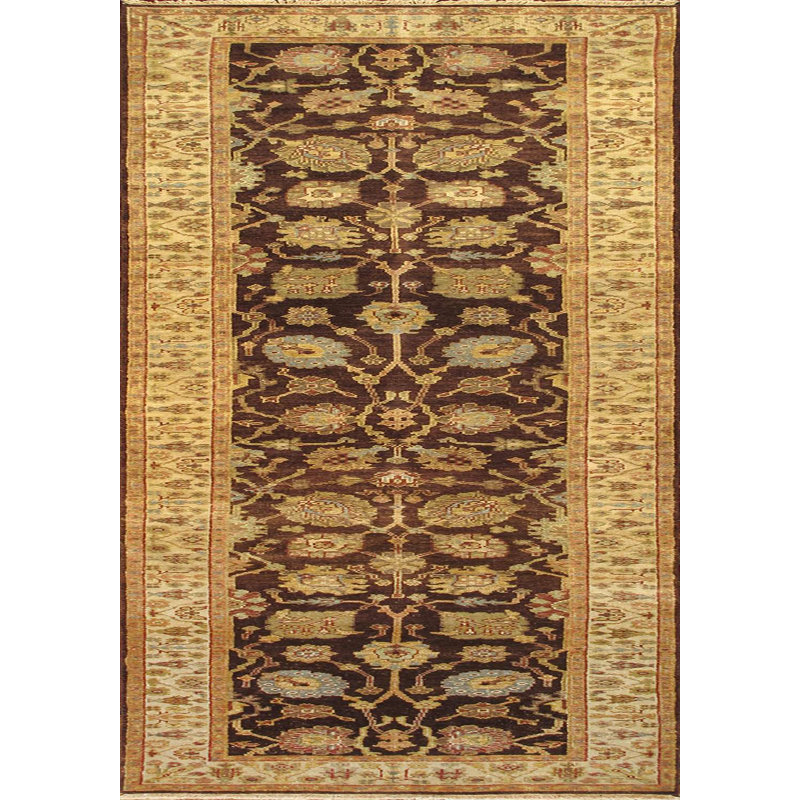 Tapis de couloir brun / ivoire en laine noué à la main 2 pi 9 po x 11 pi 9 po Sultanabad
