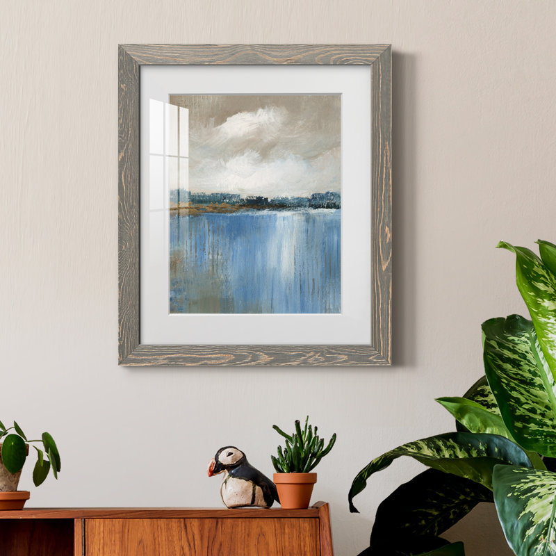 Vent et eau - Peinture encadrée, H 20 po x l 17 po x P 1,5 po, gris