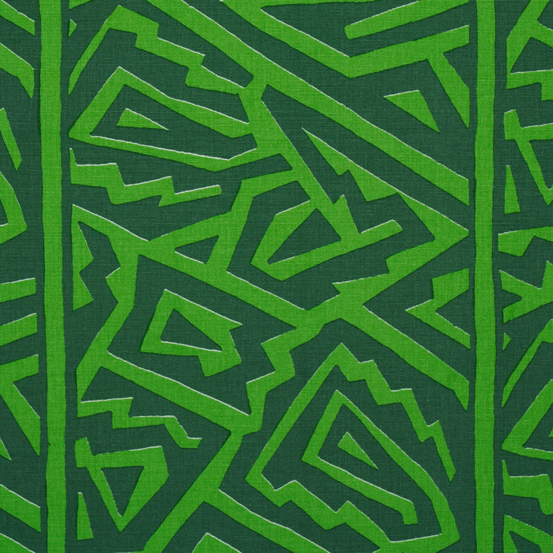 Schumacher x David Kaihoi Jagged Maze Fabric, Green