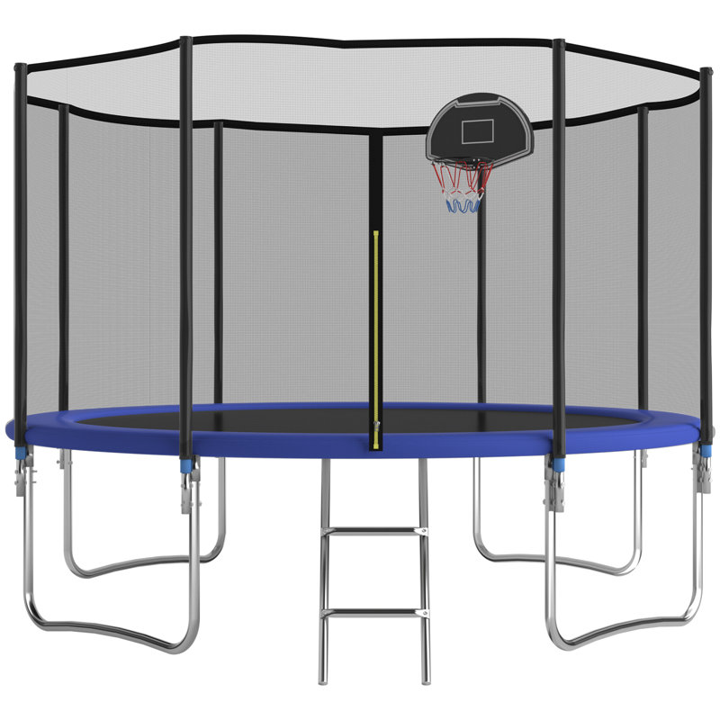 SENCHO GINSYTALIOR Round Backyard Trampoline with Safety Enclosure, Blue