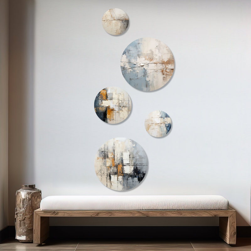 Simple Winter Landscape I - Winter Landscape Winter Landscape, ensemble d'art mural rond de 5