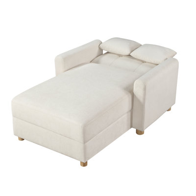 42.5"W Fabric Convertible Sleeper Chaise Lounge Chair With Storage