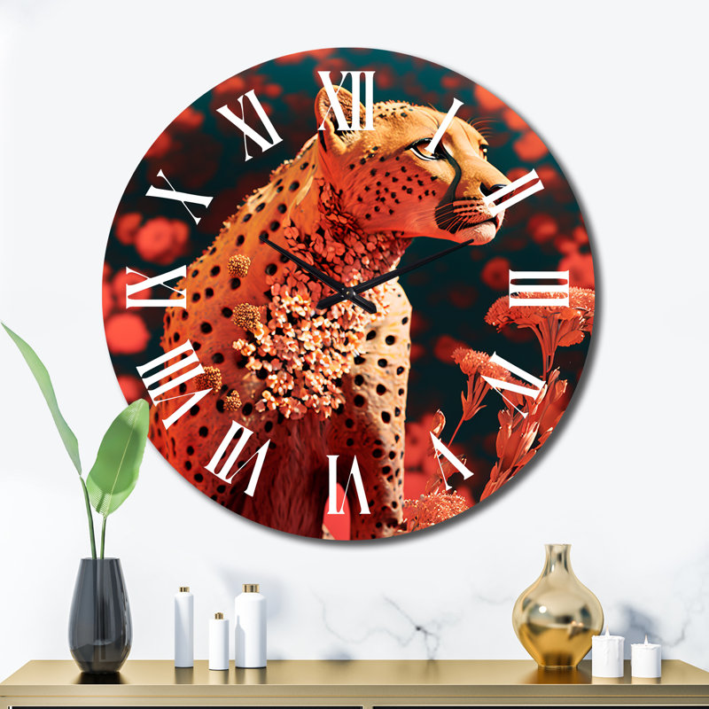 Horloge murale guépard rose, Très grand