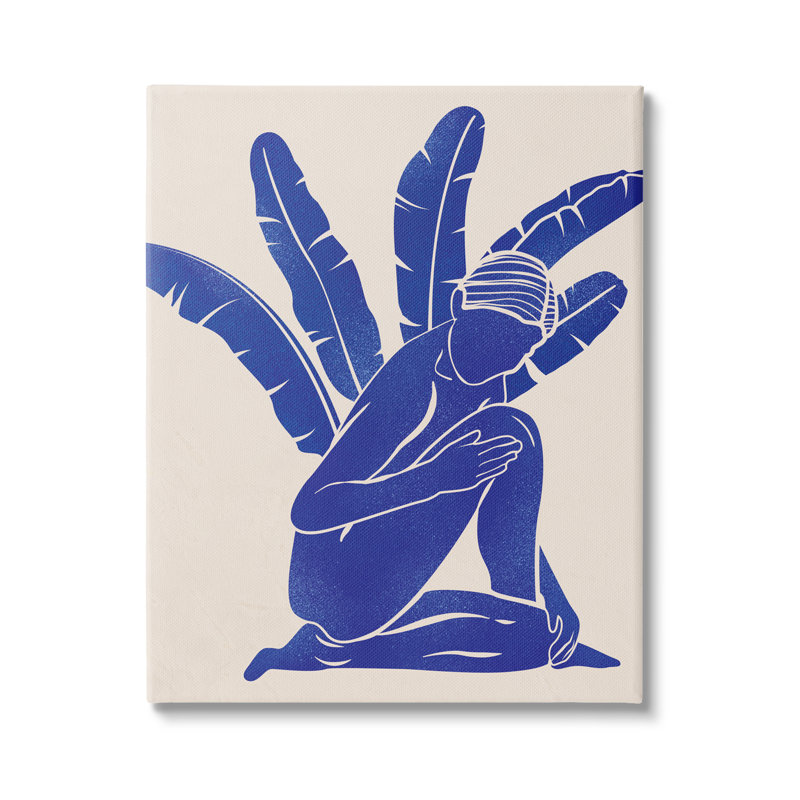 «Modern Blue Woman Palm Plant» par JJ Design House LLC - impression, H 40 po x l 30 po x P 1,5 po, Toile tendue