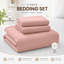 Ensemble de couvre-lit en microfibre gaufrée en lin avec taies d'oreiller, literie matelassée réversible et respirante pour un confort tout au long de l'année-133961990-133961993