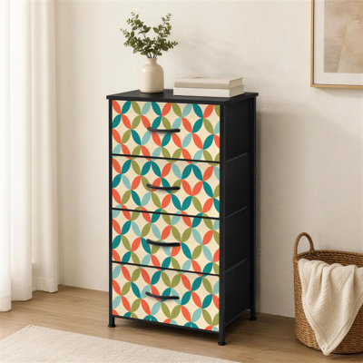Commode à 4 tiroirs pour chambre à coucher Abstrait géométrique sans couture Mid-Century moderne couleurs Petite grande commode à vêtements pour organisateurs de placard avec commode