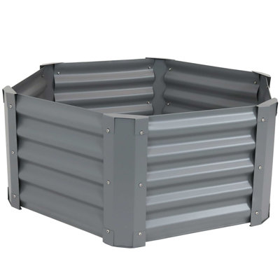 Hexagon Galvanized Steel 41" x 35.5" x 16.25" Raised Garden Bed - Gray