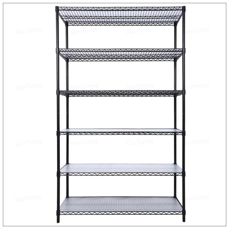 Étagère à 6 niveaux en métal robuste avec tablettes et roues réglables pour des solutions de rangement polyvalentes