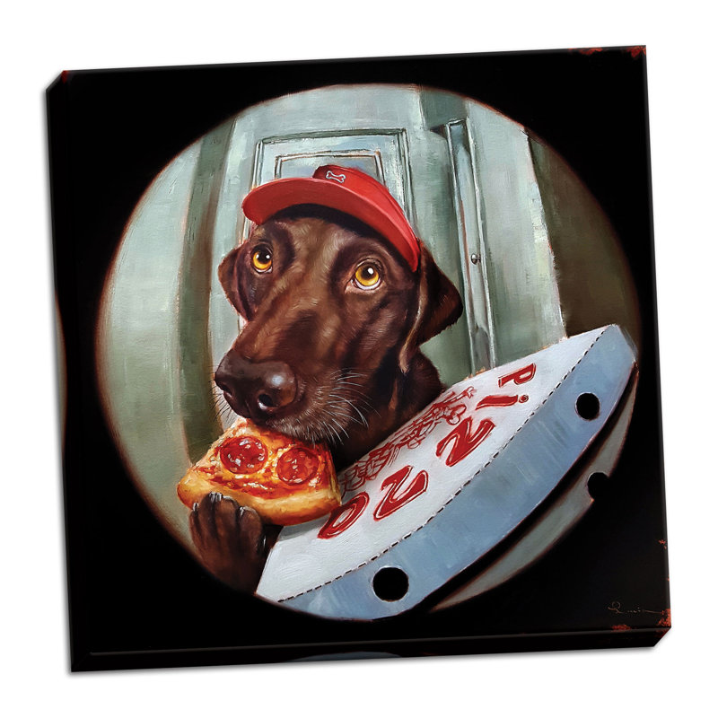 « pupperoni », reproduction de peinture à l’acrylique, Toile tendue, H 16 po x l 16 po x P 0,75 po
