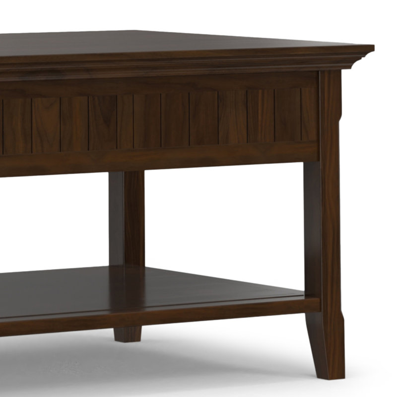 Brunette Brown Wood Lift-Top Coffee Table with Storage
