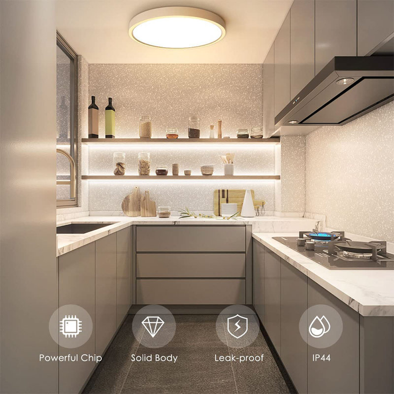 LED Flush Mount, 0.9" H x 11.8" W x 11.8" D
