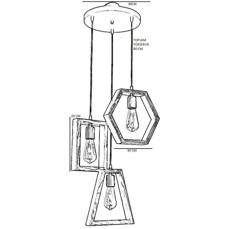 Luminaire suspendu géométrique à 3 lumières Lofgren