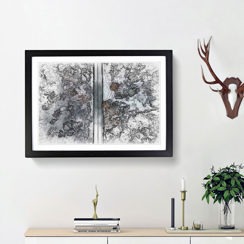 Dividing the Forest in Abstract - Picture Frame Graphic Art Print, Black Framed, 62cm H x 87cm W x 2cm D