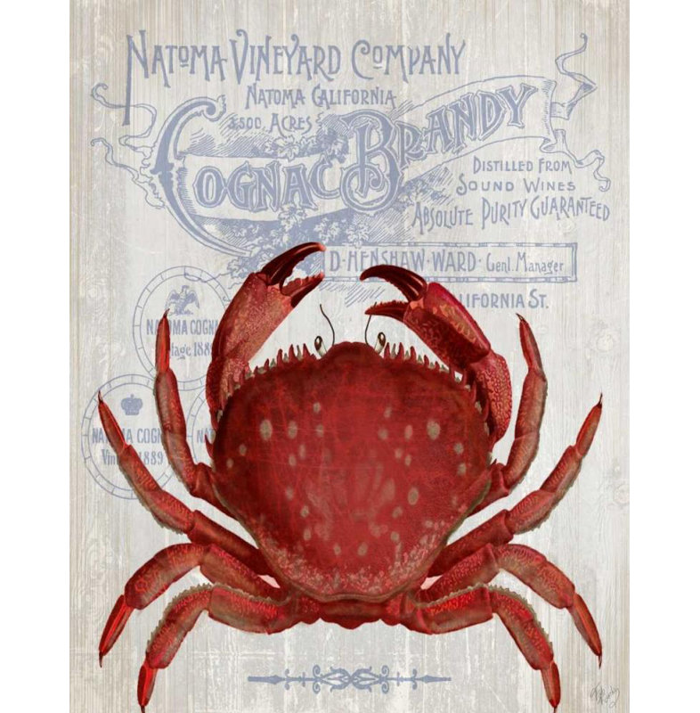 Art sur toile tendue avec toile Rosecliff Heights Fab Funky Gallery: Crab Prohibition Crab On White