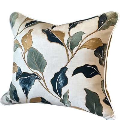 Nordic Minimalist Green Gold Leaf Pillow