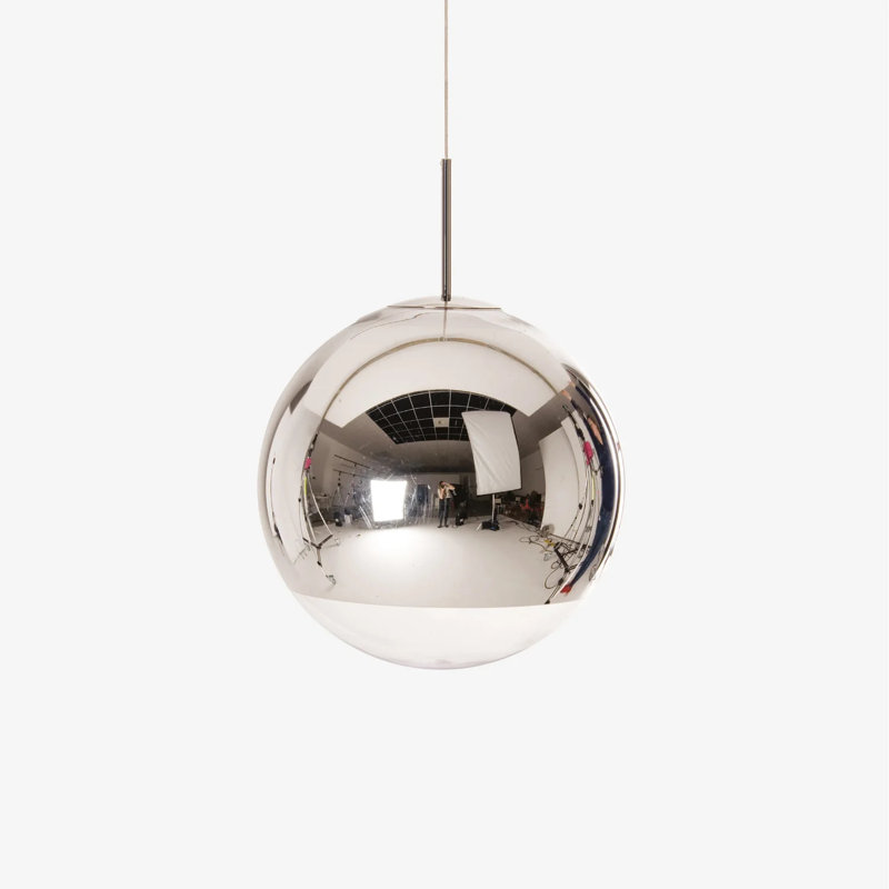 Luminaire suspendu sphère, Argent argent, H 14 po x l 14 po x P 16 po