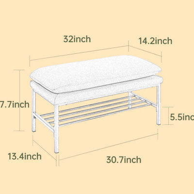Banc de hall d'entrée avec revêtement en lin et pieds en métal, noir, convient à la chambre à coucher, au salon, aux tablettes de pieds de la salle à manger, pour l'entrée, utilisation