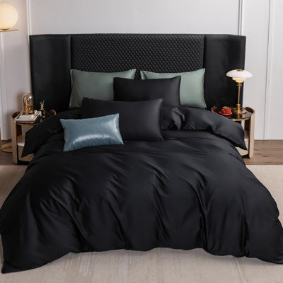 MooMee Duvet Cover Set Silky Sateen Look Luxury Sheen 100% Long-Staple Cotton 600TC 