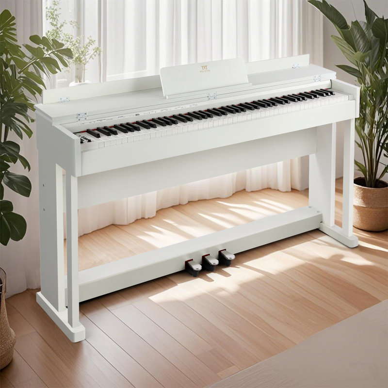Wooden 88 Key Digital Play Musical Instrument with 3-Pedals, White