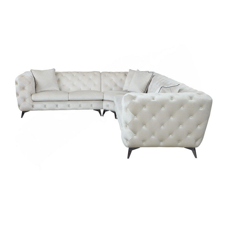 Canapé modulaire en tissu beige avec 4 coussins Atronia