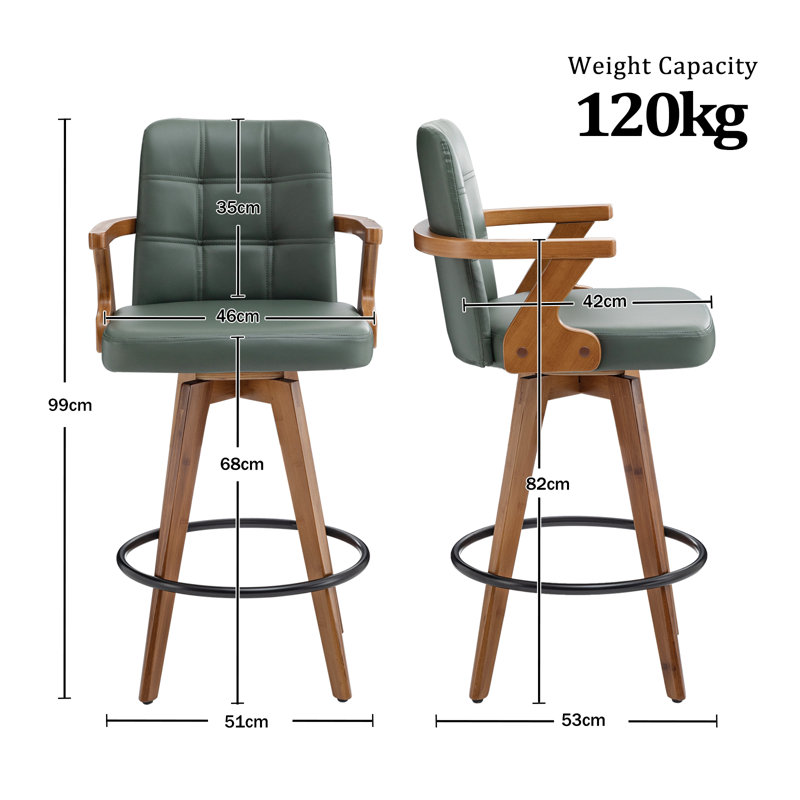 Howley 68.1cm Swivel Bar Stool, Green