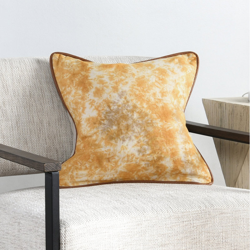 Housse et insert de coussin carré en lin Ophira, Jaune