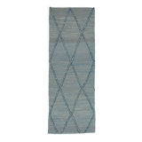 Blue Wool Kilim Runner - 3'10" x 10'6"