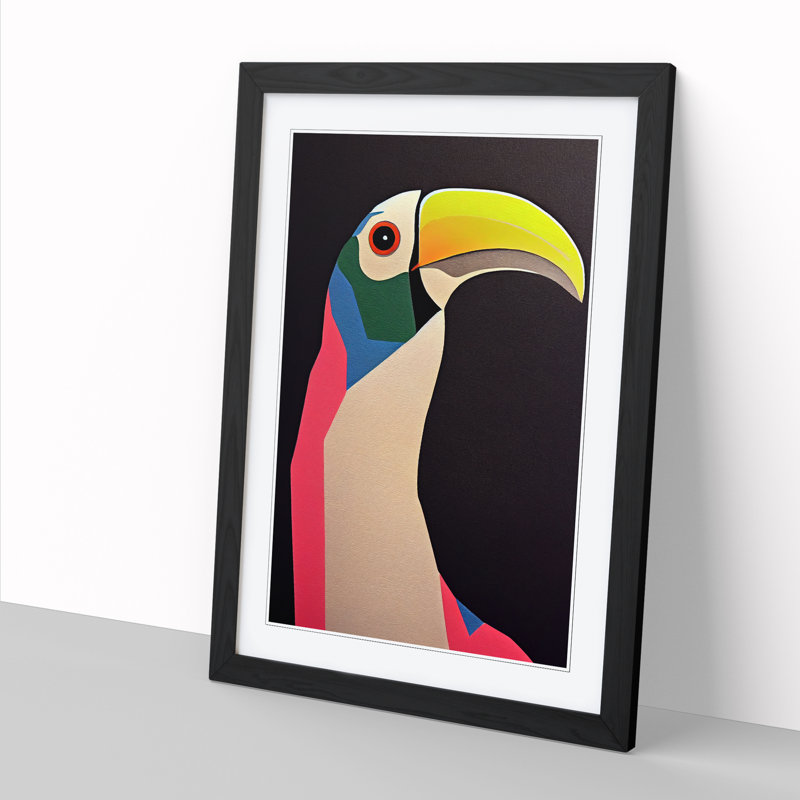 FRM-V0523-2531X Toucan Abstract Vol.9 - Single Picture Frame Print, 46cm H x 34cm W x 2cm D, Walnut