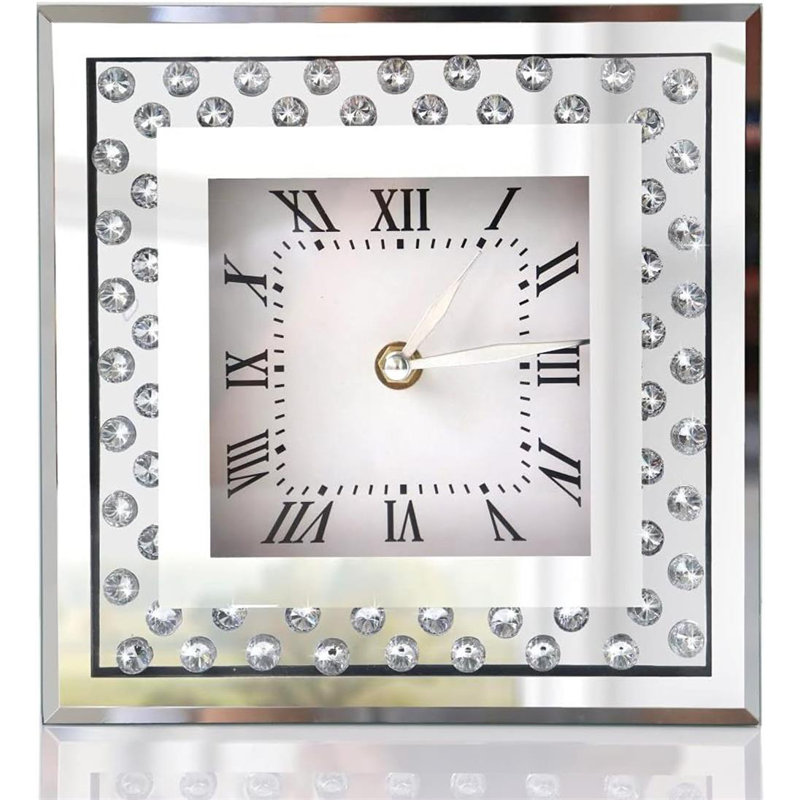 Sparkling Square Mirror Desktop Decorative Clock