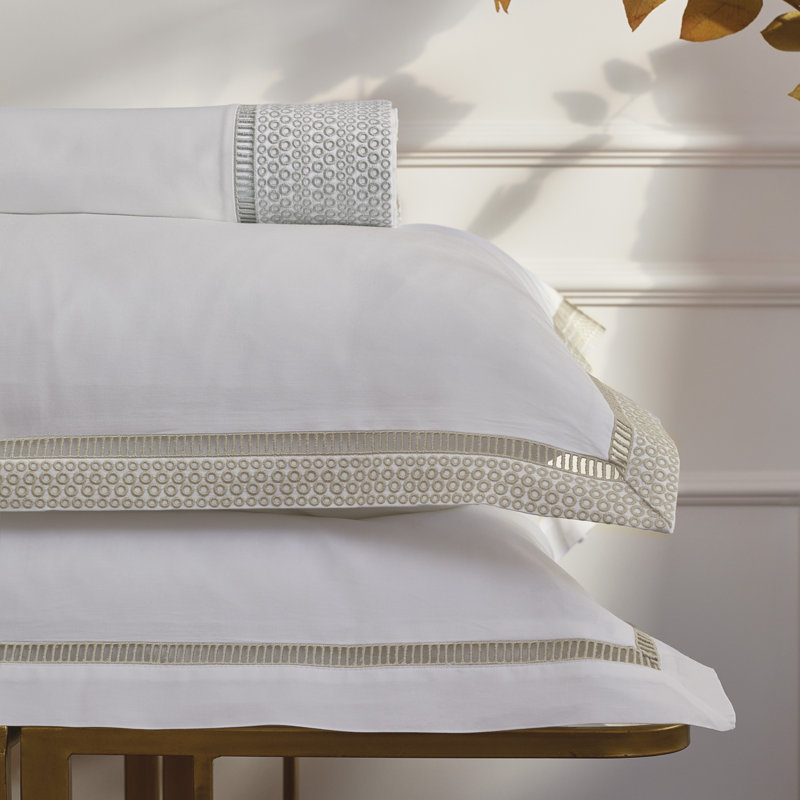 Windsor 100% Cotton Sateen Sheet Set, King, white-latte