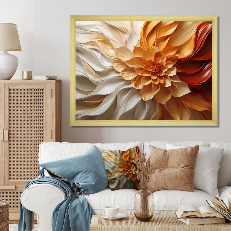 Sunlit Spiral - Abstract Spirals, art sur toile, Doré, H 24 po x l 32 po x P 1 po, Single Picture Framed